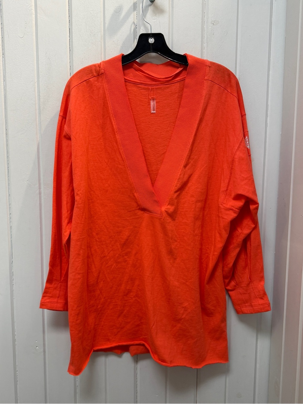 FP Movement by Free People Bright Orange Oversized V-Neck Long Sleeve Top